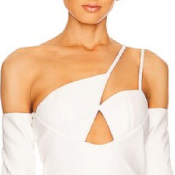 NWT CEREN OCAK Revolve Cut Out Dress in White Small Faux Leather - Picture 3 of 15